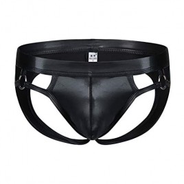 ZMASI Sexy Mens Thong Underwear - Elasticity Low Rise Open Butt Hollowed Men's Thongs Panties Jockstrap Lingerie Brief Black