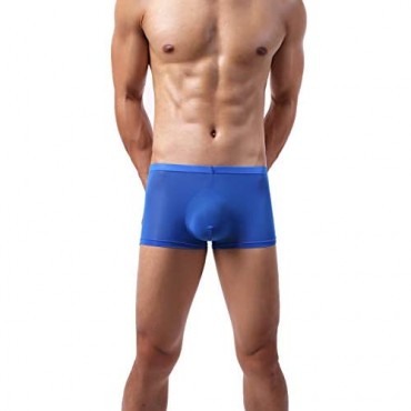ADAHOP Men's Boxer Pants Ice Silk Flat Leg Transparent Sexy Men's Underwear Solid Color