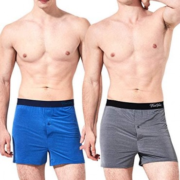Feelvery Men's Cool Active Sporty Performance Knit Boxer Shorts Underwear (4 Pack) (Melange Small)
