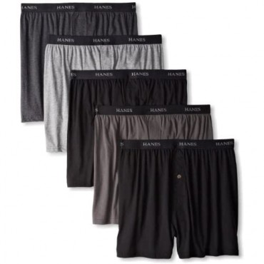Hanes Men's 5-Pack Ultimate Dyed Exposed Waistband Knit Boxer with ComfortFlex Waistband - Assorted Colors