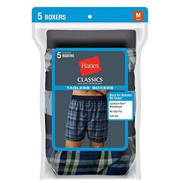 Hanes Ultimate Men's 5-Pack Yarn Dye Exposed Waistband Boxer-(Colors May Vary)
