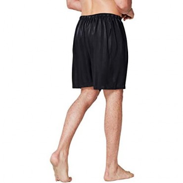 Lonxu Mens Silk Satin Pajamas Boxer Shorts Sleepwear Boxers