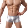 Men's Faux Leather Boxer Briefs Underwear Solid Low Rise U Convex Pouch Underpants