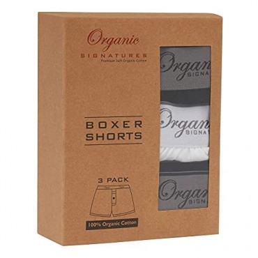 Organic Signatures Men's Classic Cotton Knit Boxers 100% Natural Comfort 3-Pack