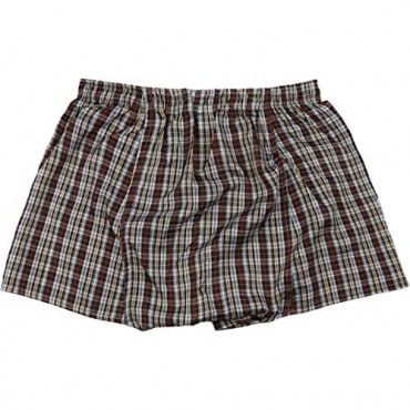 ToBeInStyle Men's 3 Pack or 6 Pack Classic Multicolored Checkered Woven Boxer Shorts w/Button
