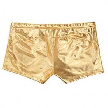TSSOE Men's Shiny Metallic Boxers Shorts Drawstring Swimsuit Trunks Underwear