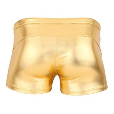 TSSOE Men's Shiny Metallic Boxers Shorts Drawstring Swimsuit Trunks Underwear