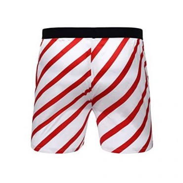 XUNZOO Mens Novelty Christmas Satin Striped Mid-Rise Classic Stripe Xmas Boxer Loose Lounge Shorts