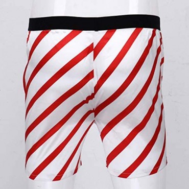 XUNZOO Mens Novelty Christmas Satin Striped Mid-Rise Classic Stripe Xmas Boxer Loose Lounge Shorts