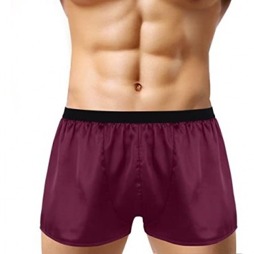YONGHS Men's Silky Satin Boxer Shorts Underwear Lightweight Lounge Sports Swim Trunks Underpants