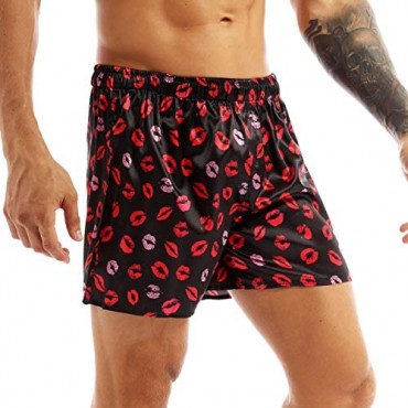 YOOJOO Men's Silk Satin Boxers Shorts Lounge Halloween Underwear Beach Shorts Trunks