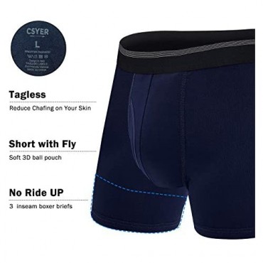CSYER Mens Boxer Briefs Underwear Comfortable Cotton Breathable Tagless Short Leg Boxers Brief for Men Boys 5 Pack