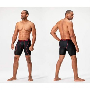DEVOPS Men's Perfomance Cool Dry Mesh Underwear Boxer Trunk 9-inch Brief (3 Pack)