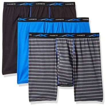 Hanes Men's X-Temp Lightweight Mesh Stripe Boxer Brief 3-Pack Underwear