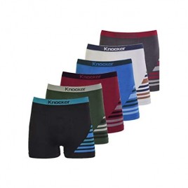 Knocker Men's Seamless Nylon Boxer Brief Underwear 6-Pack One Size Assorted Color