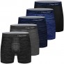 Men's Bamboo Fiber Boxer Briefs Underwear Performance Breathable Tagless Comfy Silk Waistband 6’’ Boxer Briefs Fly Pack