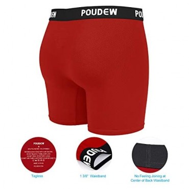Poudew Men's Underwear 6 Inches Mesh Boxer Briefs Tagless Mens Boxer Briefs Underwear with Pouch 5 Pack