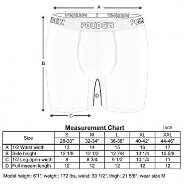 Poudew Men's Underwear 6 Inches Mesh Boxer Briefs Tagless Mens Boxer Briefs Underwear with Pouch 5 Pack
