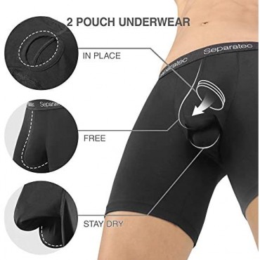 Separatec Men's 3 Pack Micro Modal Separate Pouches Comfort Fit Boxer Briefs