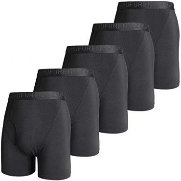 ZHUFUREN Men's Long Leg ComfortSoft Boxer Briefs 5 Pack Stretch Bamboo Rayon No Ride Up Boxers.