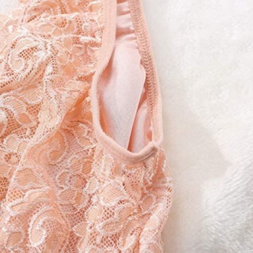 New Womens V-Neck Lace Lingerie Silk Satin Sleepwear Nightdress Underwear Thong