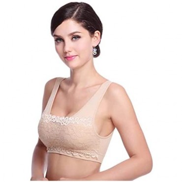 Women's Signature Lace Unlined Wirefree Bra V-Neck Lace Overly Bralette with Removable Pads (for A-D Cups)