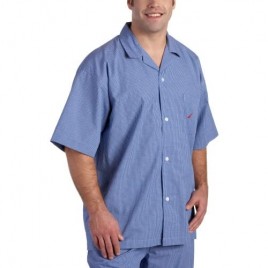 Nautica Men's Easy-Care Woven Hermosa Check Short Sleeve Camp Shirt