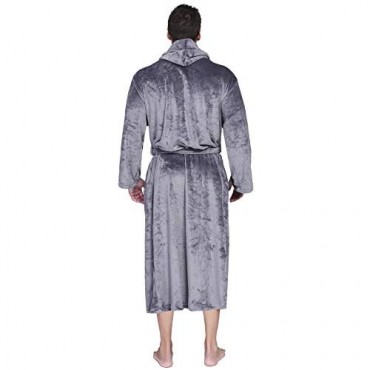 Aibrou Women's Robes Warm Soft Plush Coral Fleece Bathrobe Ladies Long Robes Housecoats Winter Sleepwear