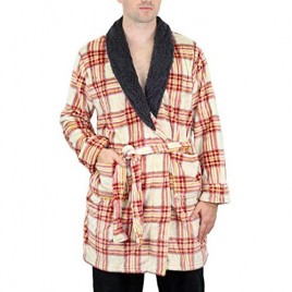 Amari Men's Plush Velvet Bath Robe with Berber Collar Loungewear