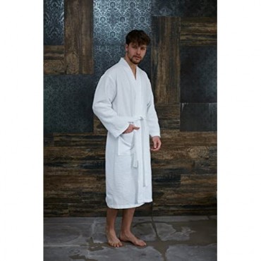 BAGNO MILANO Mens Waffle-Knit Bathrobe – Lightweight Hotel Spa Robe Made in Turkey
