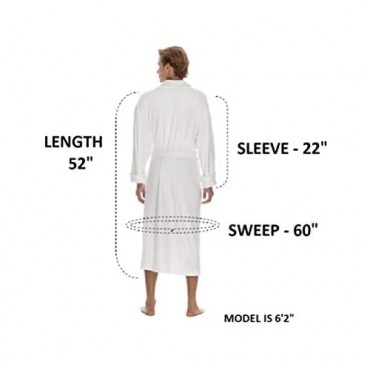 Boca Terry Men's Robe - Luxury Lightweight Bath Robe - Cotton Full Length White Bathrobe for Men - Medium / Large