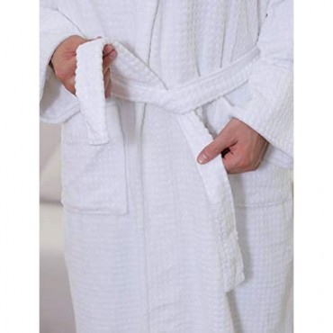 HONI Mens Terry Robe 100% Cotton Bathrobe Soft Absorbent White L 060-1