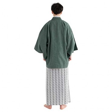 KYOETSU Men's Japanese Yukata Spa Robe Set (Yukata/Haori/OBI/String)