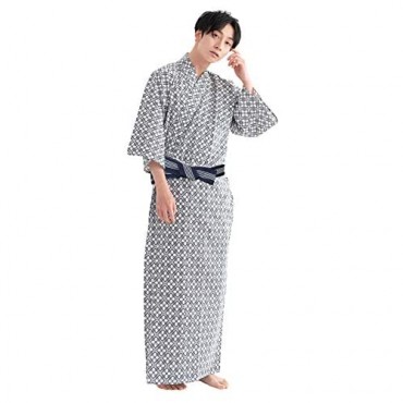 KYOETSU Men's Japanese Yukata Spa Robe Set (Yukata/Haori/OBI/String)