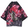 LifeHe Men's Kimono Japanese Floral Printed Kimono Cardigan Jackets Coats