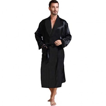 Lonxu Mens Silk Satin Bathrobe Robe Nightgown Big and Tall S~3XL Plus …
