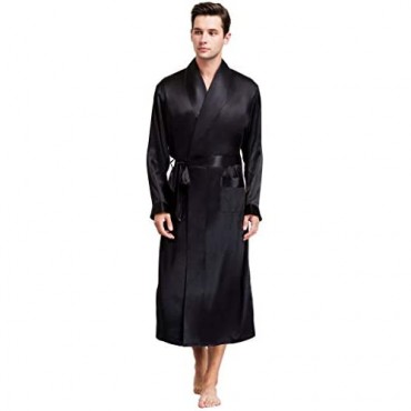 Lonxu Mens Silk Satin Bathrobe Robe Nightgown Big and Tall S~3XL Plus …