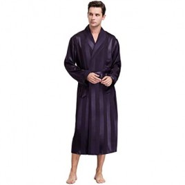 Lonxu Mens Silk Satin Bathrobe Robe Nightgown_Big and Tall S~3XL Plus_Gifts