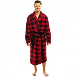 Men's Luxurious Robe-Plush Warm Lounging Kimona-Shawl Collar In Bold Plaids