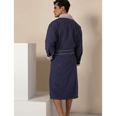 Men's Plush Lined Microfiber Robe - Luxury Hotel Robe Knee Length Warm Bathrobe - Quality Spa Robes for Men