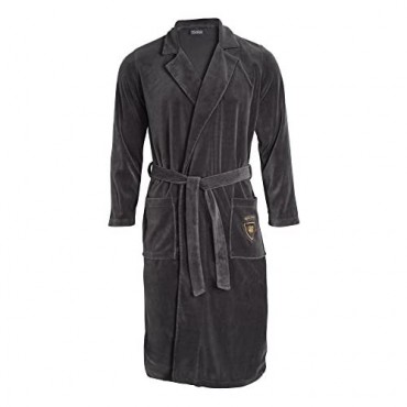 Mens Robe Velour- Kimono Spa Long Bathrobe with Shawl Collar