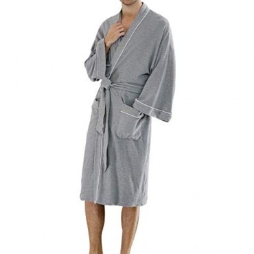 Men's Waffle Robe Lightweight Soft Spa and Bath Bathrobe Casual Sleepwear M-3XL