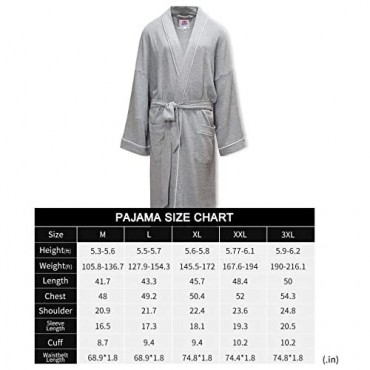 Men's Waffle Robe Lightweight Soft Spa and Bath Bathrobe Casual Sleepwear M-3XL