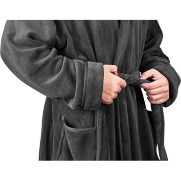 NY Threads Luxurious Men's Shawl Collar Fleece Bathrobe Spa Robe