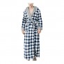 SAPJON Men's Flannel Long Robes Soft Fleece Warm Housecoats Hooded Plush Plaid Bathrobe Sleepwear Pajamas with Belt