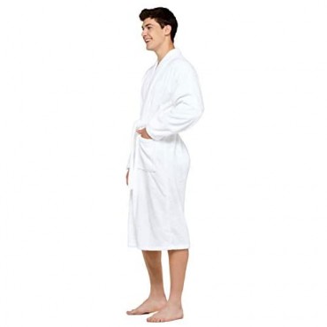 Terry Cloth Robes for Women and Men 100% Turkish Cotton Kimono Womens Robe Mens Bathrobe | White Velour XX-Large