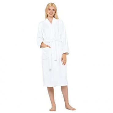 Terry Cloth Robes for Women and Men 100% Turkish Cotton Kimono Womens Robe Mens Bathrobe | White Velour XX-Large