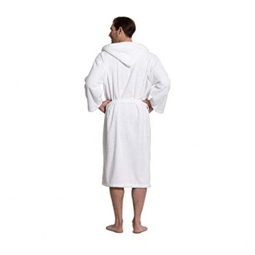 Turkuoise Men's Turkish Terry Cloth Robe Thick Hooded Bathrobe