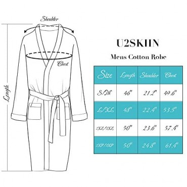 U2SKIIN Mens Cotton Robe Lightweight Knit Bathrobe