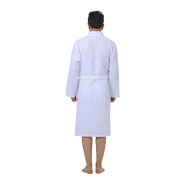 XING YE CHUAN Kimono Waffle Robe for Men Lightweight Knit Bathrobe Spa Bathrobe Hotel Nightgown (White XL)